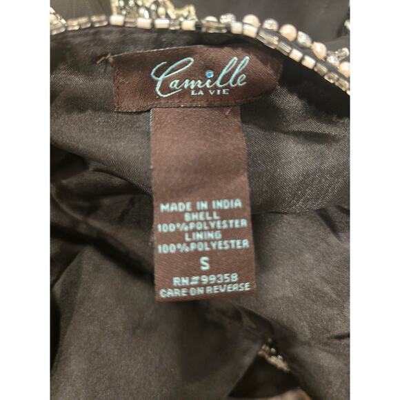 Camille Beautiful Black Beaded Long Dress Size S- Preloved - Picture 9 of 10